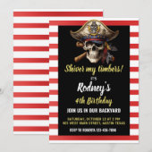 Invitation d'anniversaire sur le thème pirate Shiv (Devant / Derrière)