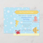 Invitation d'anniversaire sur le thème sous-marin (Devant / Derrière)