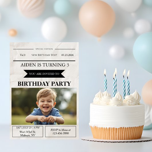 Invitation d'anniversaire sur mesure de style jour
