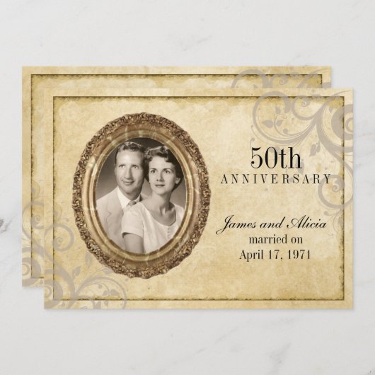 Invitation d'anniversaire sur parchemin vintage (Devant / Derrière)