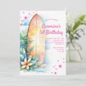 Invitation d'anniversaire sur planche de surf Fête (Debout devant)