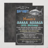 Invitation d'anniversaire sur tableau craie Requin (Devant / Derrière)