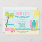 Invitation d'anniversaire Surf pour une fille en r (Devant)