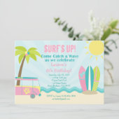 Invitation d'anniversaire Surf pour une fille en r (Debout devant)