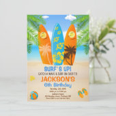 Invitation d'anniversaire Surfboard Plage invitati (Debout devant)