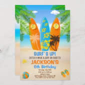 Invitation d'anniversaire Surfboard Plage invitati (Devant / Derrière)