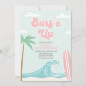 Invitation d'anniversaire Surfs Up Pink Beach (Devant)