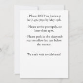 Invitation d'anniversaire surprise (Dos)