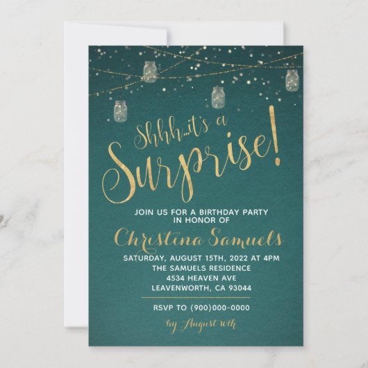 Invitation d'anniversaire surprise (Devant)