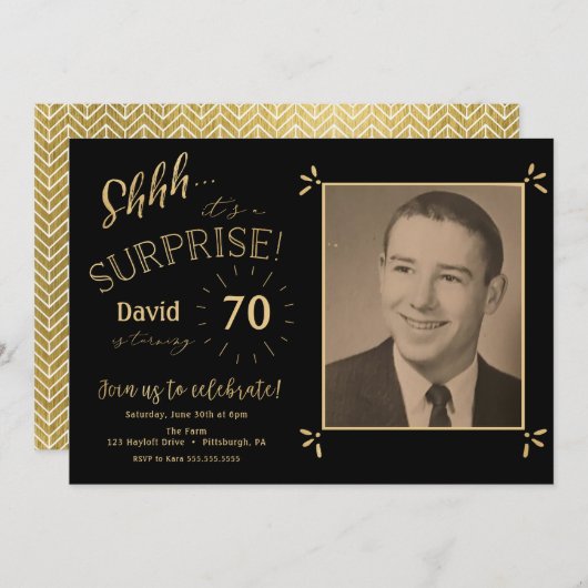 Invitation d'anniversaire surprise (Devant / Derrière)