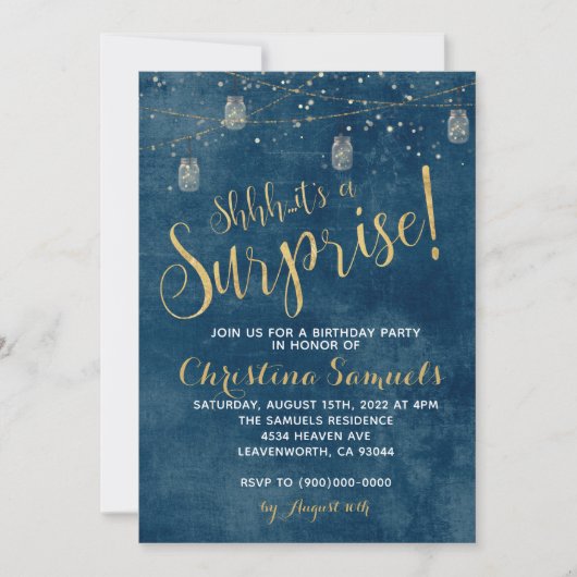 Invitation d'anniversaire surprise (Devant)