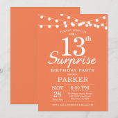 Invitation d'anniversaire surprise 13 ans Corail (Devant / Derrière)