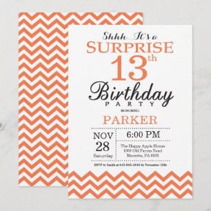 Invitation d'anniversaire surprise 13 ans Coral Ch