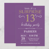 Invitation d'anniversaire surprise 13 ans Violet e (Devant / Derrière)