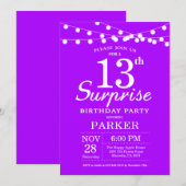 Invitation d'anniversaire surprise 13 ans Violet L (Devant / Derrière)