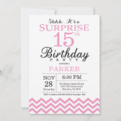 Invitation d'anniversaire surprise 15 ans Chevron (Devant)