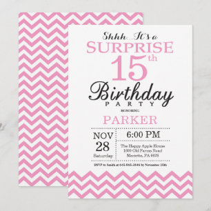 Invitation d'anniversaire surprise 15 ans Chevron 