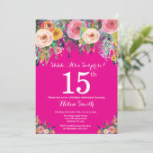 Invitation d'anniversaire surprise 15 ans Fleur ro (Debout devant)