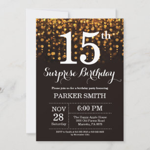 Invitation d'anniversaire surprise 15 ans paillett