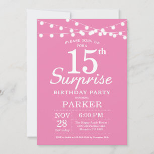 Invitation d'anniversaire surprise 15 ans Rose