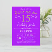 Invitation d'anniversaire surprise 15 ans violet e (Debout devant)