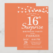 Invitation d'anniversaire surprise 16 ans corail (Devant / Derrière)