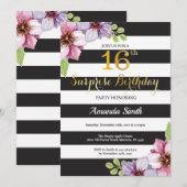 Invitation d'anniversaire surprise 16 ans femmes f (Devant / Derrière)