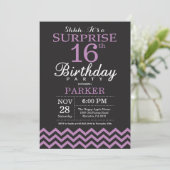 Invitation d'anniversaire surprise 16 ans noir et (Debout devant)