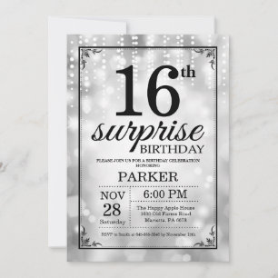 Invitation d'anniversaire surprise 16 ans paillett
