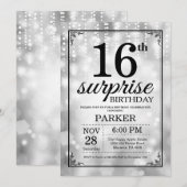 Invitation d'anniversaire surprise 16 ans paillett (Devant / Derrière)