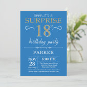 Invitation d'anniversaire surprise 18 ans bleu et (Debout devant)