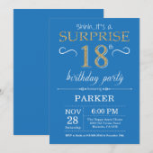 Invitation d'anniversaire surprise 18 ans bleu et (Devant / Derrière)