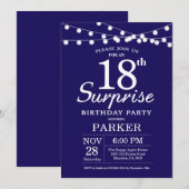 Invitation d'anniversaire surprise 18 ans Bleu mar (Devant / Derrière)