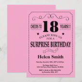 Invitation d'anniversaire surprise 18 ans Noir et (Devant / Derrière)