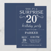Invitation d'anniversaire surprise 20 ans Bleu (Devant / Derrière)