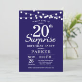 Invitation d'anniversaire surprise 20 ans Bleu mar (Debout devant)