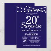 Invitation d'anniversaire surprise 20 ans Bleu mar (Devant / Derrière)