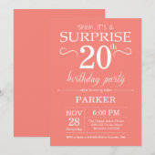 Invitation d'anniversaire surprise 20 ans Corail (Devant / Derrière)