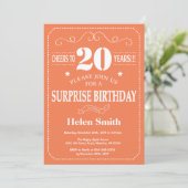 Invitation d'anniversaire surprise 20 ans corail e (Debout devant)