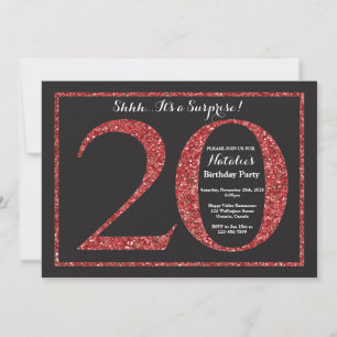Invitation d'anniversaire surprise 20 ans paillett