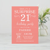 Invitation d'anniversaire surprise 21 ans Corail (Debout devant)