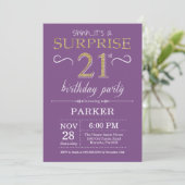 Invitation d'anniversaire surprise 21 ans violet e (Debout devant)