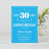 Invitation d'anniversaire surprise 30 ans bleu et (Debout devant)