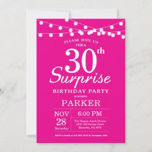 Invitation d'anniversaire surprise 30 ans Rose Cha