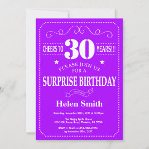 Invitation d'anniversaire surprise 30 ans violet e