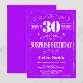 Invitation d'anniversaire surprise 30 ans violet e (Devant / Derrière)