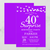 Invitation d'anniversaire surprise 40 ans Violet L (Devant / Derrière)