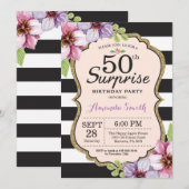 Invitation d'anniversaire surprise 50 ans femmes f (Devant / Derrière)