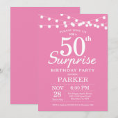 Invitation d'anniversaire surprise 50 ans Rose (Devant / Derrière)
