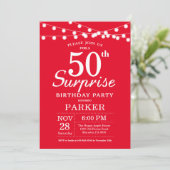 Invitation d'anniversaire surprise 50 ans Rouge (Debout devant)